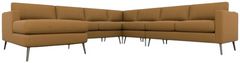 Best® Home Furnishings Customizable Trafton 5-Piece 124" Leather Left-Arm Facing Sectional and Chaise with Brushed Nickel Legs