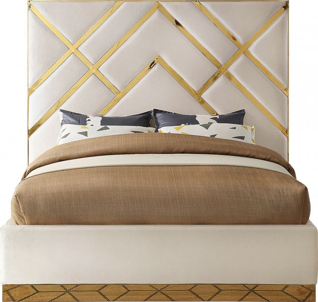 Meridian Furniture Vector Cream King Upholstered Panel Bed-1