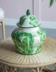 A & B Home Urn Green/White Lidded Jar-4
