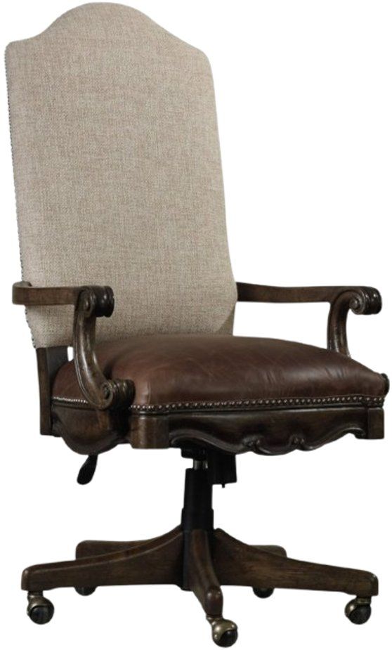 Hooker® Furniture Rhapsody Aurora Ecru/Walnut Leather Tilt Swivel Chair-0