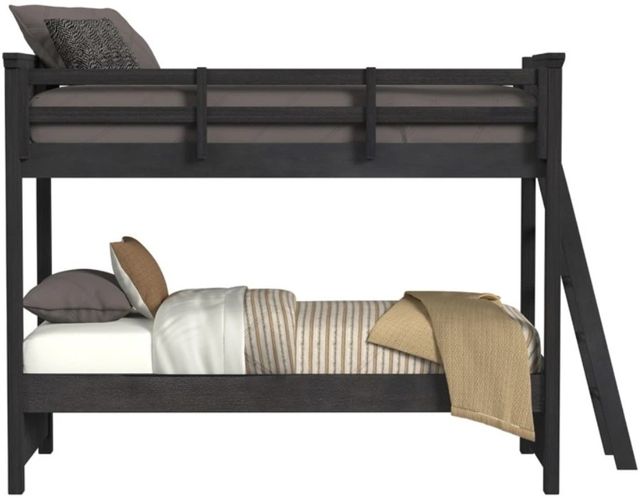 Elements International Hampton Kids Charcoal Youth Twin/Twin Bunk Bed with Ladder -2