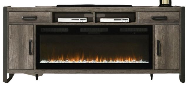 Liberty Furniture Gray 78" 2-Door Fireplace TV Console
