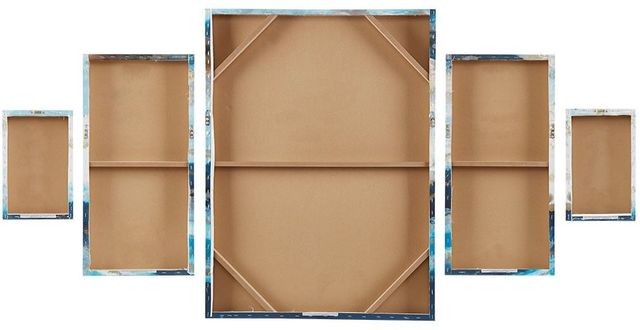 Olliix by Madison Park Blue Set of 5 Midnight Tide Blue Gel Coat Canvas-4