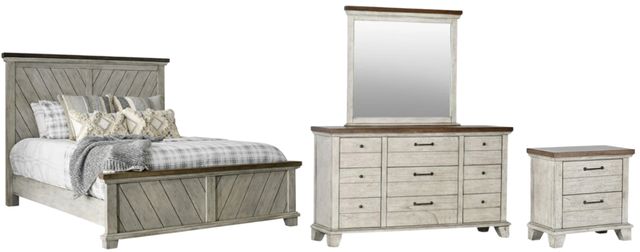 Steve Silver Co. Bear Creek 4-Piece White Smoke King Bedroom Set-0