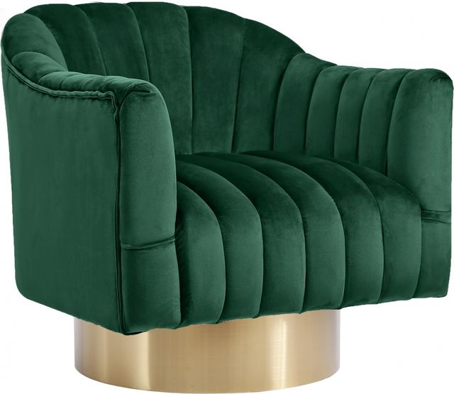Meridian Furniture Farrah Green/Gold Velvet Swivel Chair-0