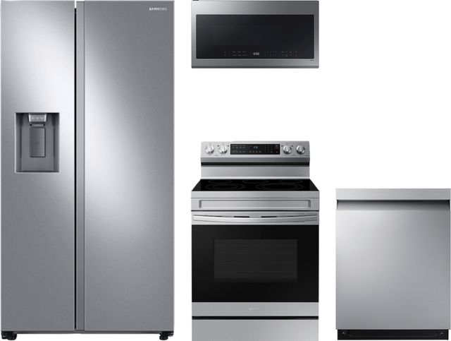 Samsung 4 Piece Fingerprint Resistant Stainless Steel Electric Kitchen Package-0
