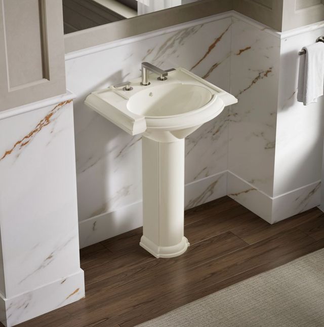 Kohler Devonshire® Biscuit 24.25" Widespread Rectangular Pedestal Bathroom Sink-3