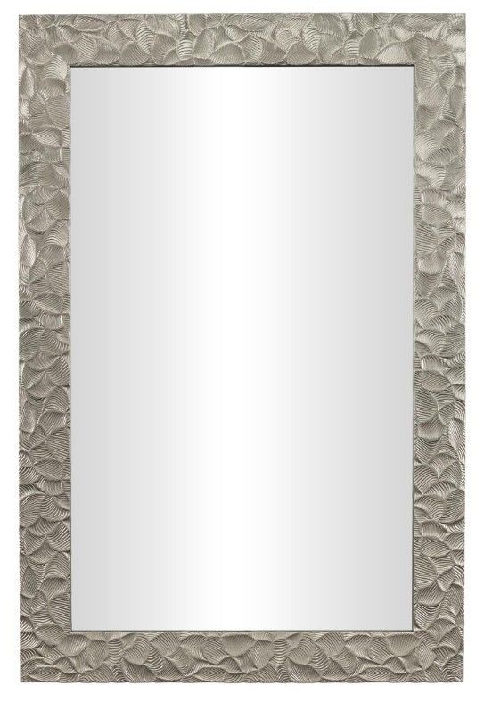 Deco Marche Silver Plastic Rectangular Wall Mirror with Metallic Leaf Wrap -0