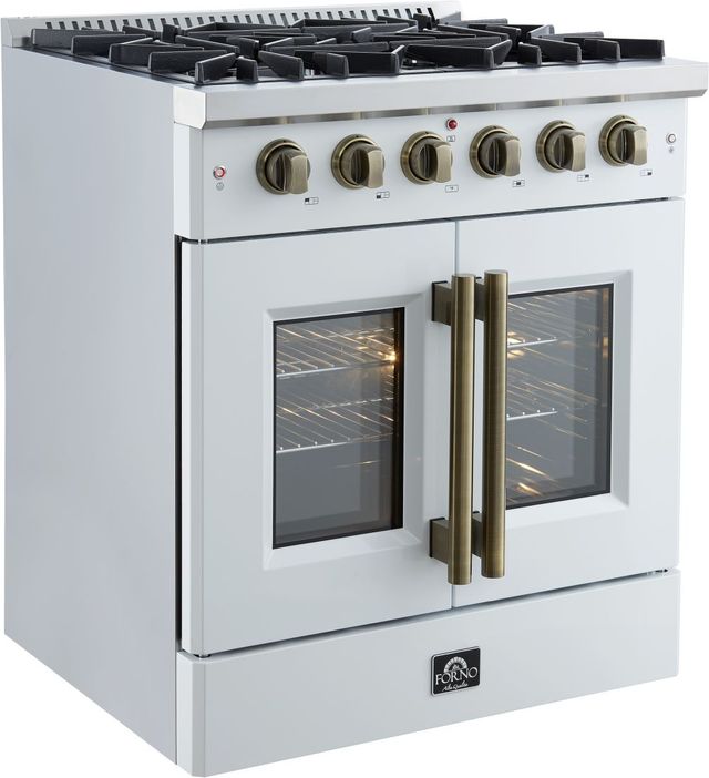 FORNO®  Galiano Series Alta Qualita 30" White Pro Style Gas Range -1
