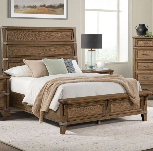 Intercon Forge Wire Brushed Weathered Chestnut Queen Panel Bed-1