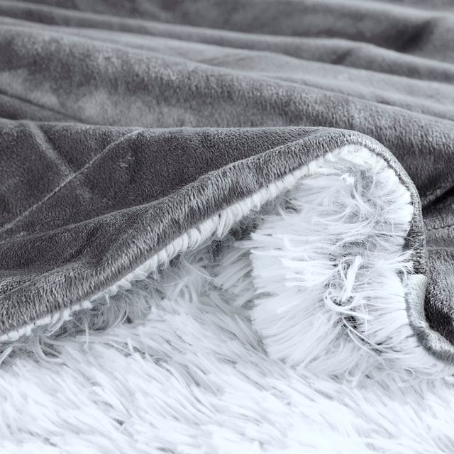 Olliix by Intelligent Design Emma Grey Faux Fur Throw-1