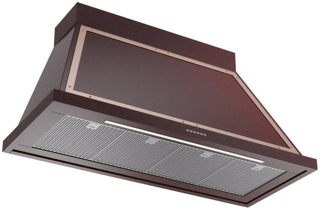 Ilve® Nostalgie II Noblesse 48" Burgundy Wall Mounted Range Hood with Copper Trim-1