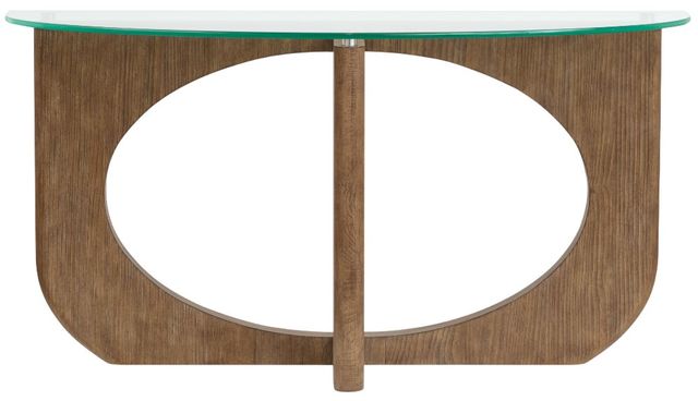 Magnussen Home® Lainey Glass Top Demilune Sofa Table with Almond Base-1