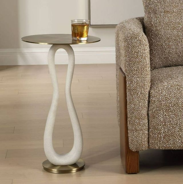 Uttermost® Sonia Brass Accent Table with White Base-1