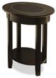Handstone Customizable Demilune Glass Top Oval End Table with Espresso Shelf-0