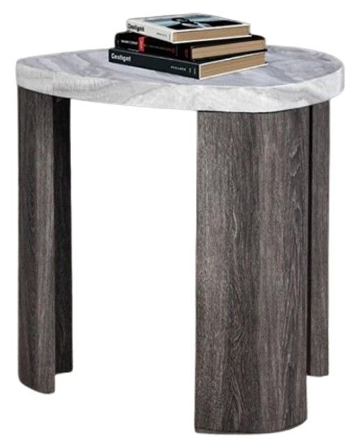 Furniture of America® Levis Gray Triangle End Table-0