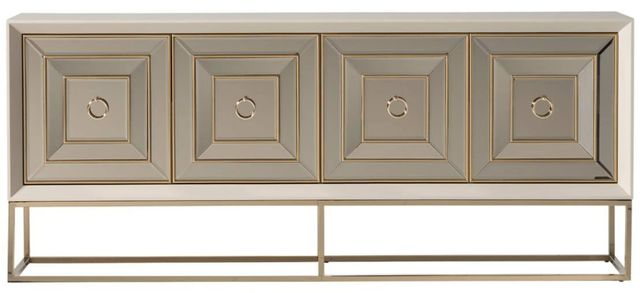 Michael Amini® Madison Beige Console with Glistening Gold Base-2