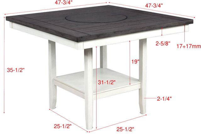 Crown Mark Fulton Gray Counter Dining Table with Chalk Base-2