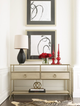American Drew® Lenox Capri Glass Top Console Table with Brassy Champagne/Cream Dual Drawered Base -1