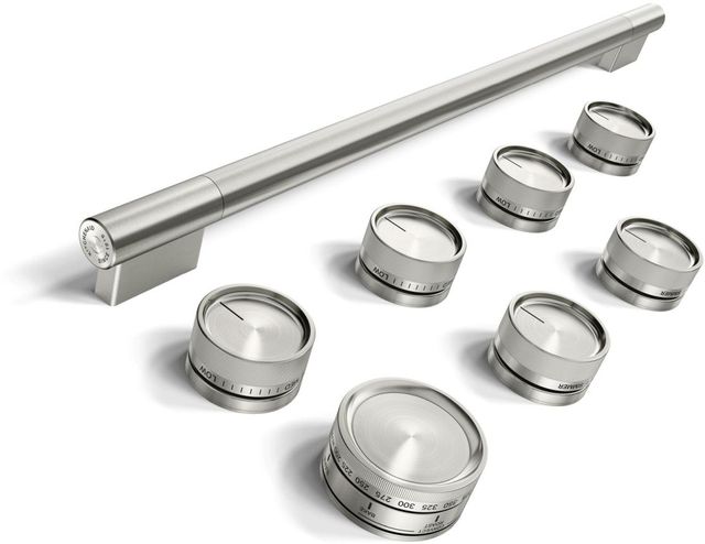 KitchenAid® 36" Monochromatic Stainless Steel Commercial-Style Dual Fuel Range Handle and Knob Kit-0