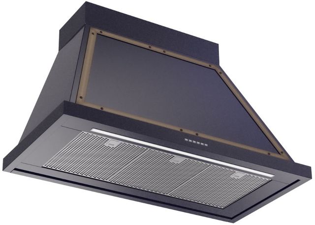 Ilve® Nostalgie II Noblesse 40" Midnight Blue Wall Mounted Range Hood with Burnished Trim-1