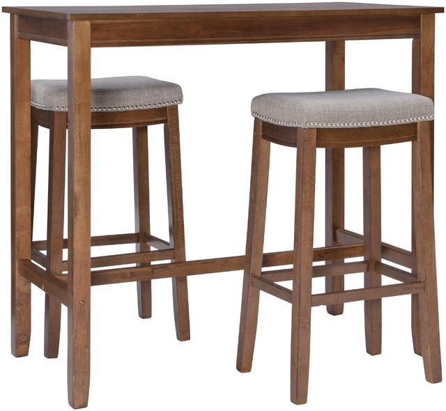 Linon Claridge 3-Piece Brown/Gray Bar Table Set-0