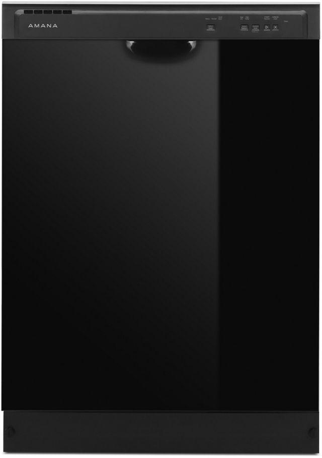 Amana® 24" Black Front Control Built In Dishwasher with Midnight Interior-0