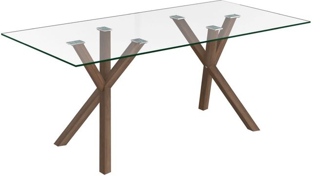 Worldwide Homefurnishings Inc. Stark Glass Top Dining Table with Walnut Base-0