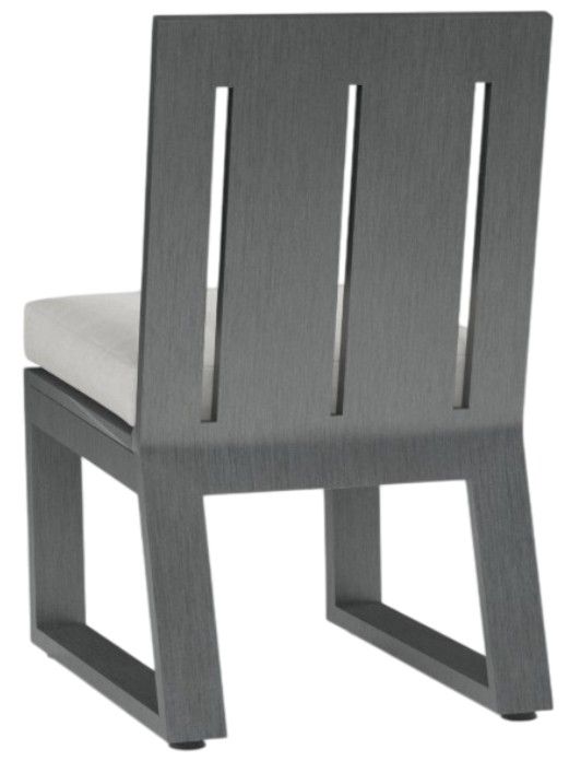 Sunset West Redondo Slate Aluminum Outdoor Dining Side Chair with Cast Silver Cushion-2