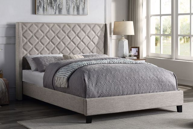 Mazin Furniture Briar Beige King Upholstered Platform Bed-3