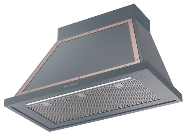 Ilve® Nostalgie II Noblesse 40'' Blue Gray Wall Mounted Range Hood with Copper Trim-1