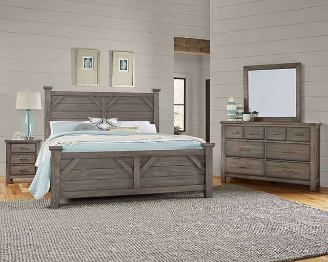 Vaughan-Bassett Centennial Solids Chestnut Creek Pewter King Plank Poster Bed-3
