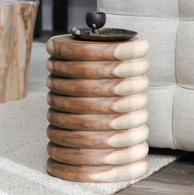 Classic Home Gala Natural 14'' Round End Table-1