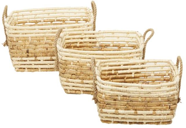 Deco Marche 3-Piece Brown Rectangular Storage Basket Set-0