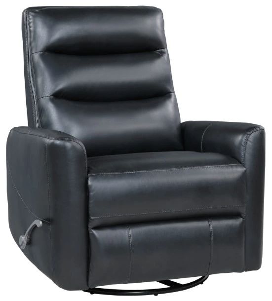 New Classic® Home Furnishings Takami Black Manual Swivel Recliner-0
