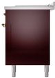 Ilve® Nostalgie II Noblesse 60'' Burgundy Pro Style Dual Fuel Range with Brass Trim-3