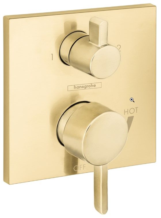 Hansgrohe Ecostat Brushed Gold Optic Pressure Balance Trim Square with Diverter-0