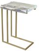 Horizon Home® Everest White Travertine Top C-Table with Gold Base-0