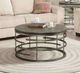 Flexsteel® Halo Antiqued Concrete Round Coffee Table with Soft Silver Frames-2