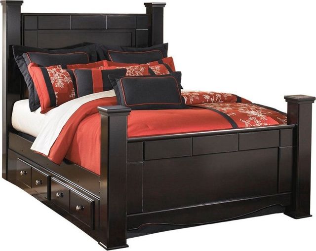 Signature Design by Ashley® Shay 4-Piece Almost Black King Poster Bed Set-1