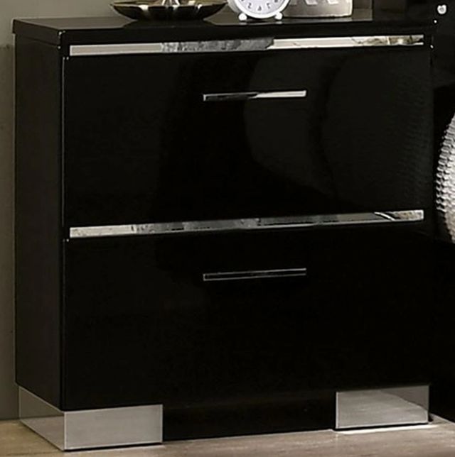Furniture of America® Carlie Black/Chrome Nightstand-0