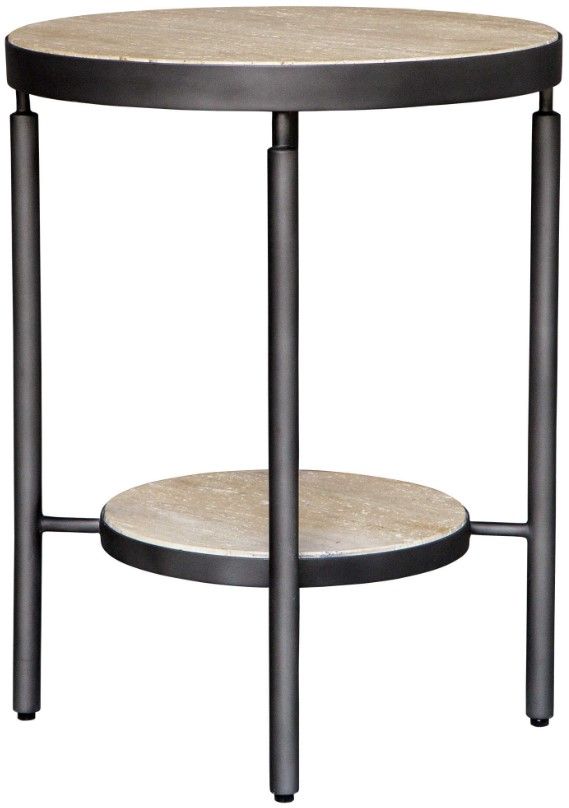 Uttermost® Dauntless Matte Black Travertine Side Table-3