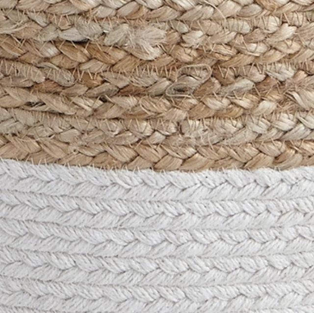 Signature Design by Ashley® Sweed Valley Natural/White Round Pouf-3