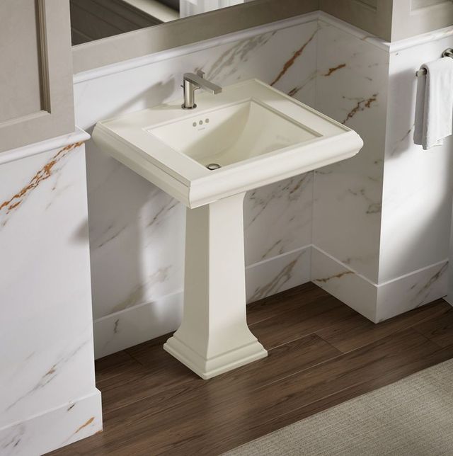 Kohler Memoirs® Biscuit 22" Pedestal/Console Table Bathroom Sink Basin with Single Faucet-Hole Drilling-2