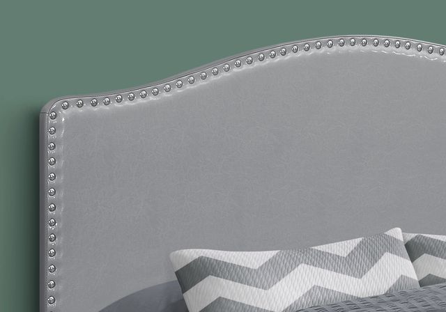 Monarch Specialties Inc. Grey Leather Look Queen Headboard-4