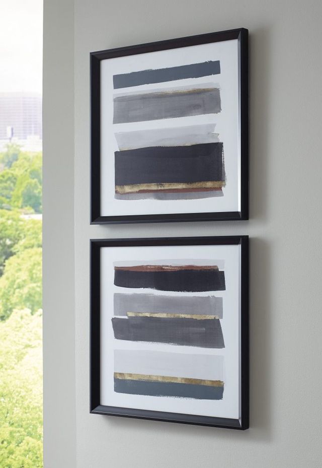 Signature Design by Ashley® Hallwood 2-Piece Black/White/Gray Wall Art Set-2
