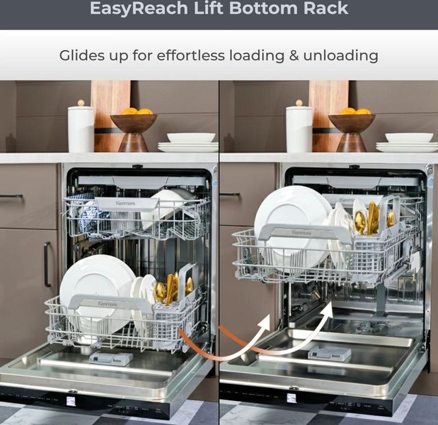 Kenmore 24'' Stainless Steel Top Control Built-In Dishwasher with EasyReach Lift Bottom Rack-3