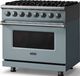 Viking® 5 Series 36" Novembery Sky Pro Style Dual Fuel (LP) Range with Polished Chrome Trim-3