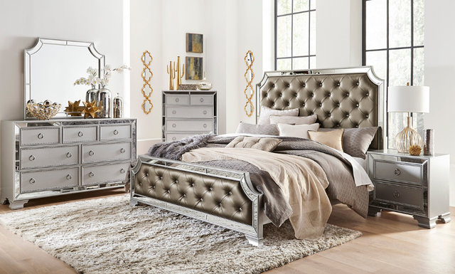 Homelegance® Avondale Gray/Silver Queen Upholstered Panel Bed-2