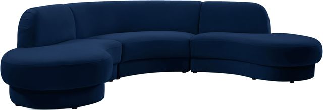 Meridian Furniture Rosa 3-Piece Navy Velvet Sectional-1